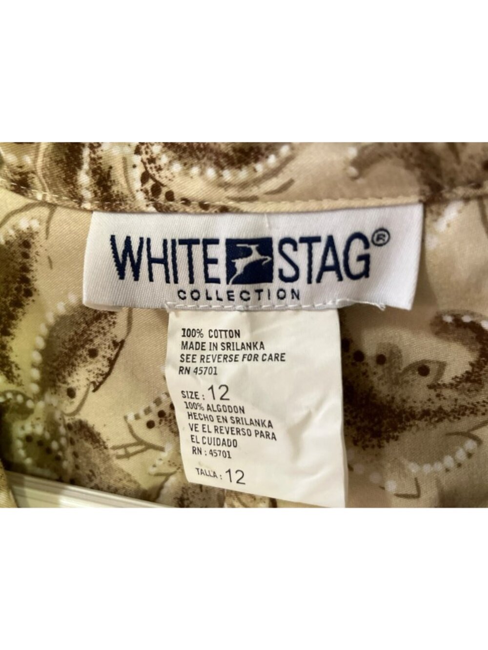 Vintage White Stag Cotton Dress 12 Brown Tan Belted Zip Front Used - Picture 7 of 10